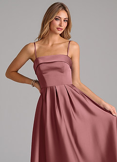 Azazie Lucienne Suknie dla druhen Linia A Pofałdowany Satyna elastyczna Długość kostki Sukienka image2