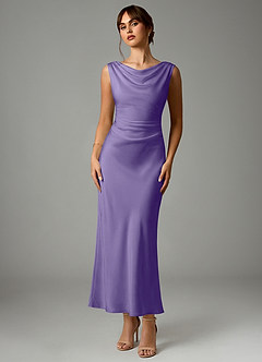 Azazie Kieryn Robes de demoiselle d'honneur Robe Sirène en Satin extensible Plissée Tahiti image1