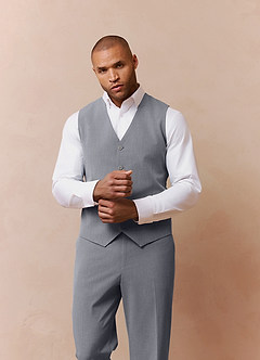 front Savile Grey Wool Blend Suit Vest