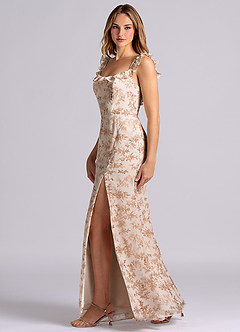 Azazie Callie Bridesmaid Dresses Pink Fern Floral Mermaid Side Slit Chiffon Convertible Dress image5