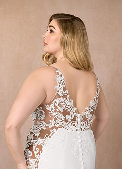 Azazie Estephanie Hochzeitskleider Meerjungfrau-Linie Pailletten Stretch-Krepp Kleid Diamantweiß Mokka image11