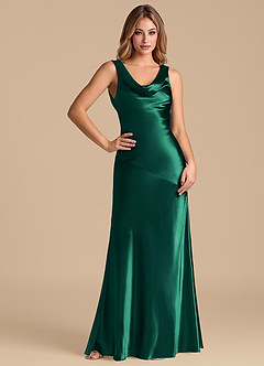 Azazie Rylina Abiti da Damigella Abito Sirena in Raso Metallizzato Smeraldo image3