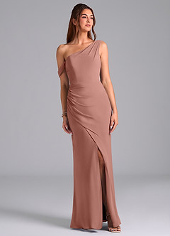 Azazie Madelyn Bridesmaid Dresses Cedar Rose Mermaid Off the Shoulder Chiffon Convertible Dress image1