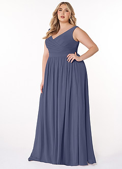 Azazie Keyla Bridesmaid Dresses Stormy A-Line V-Neck Pleated Chiffon Dress image8