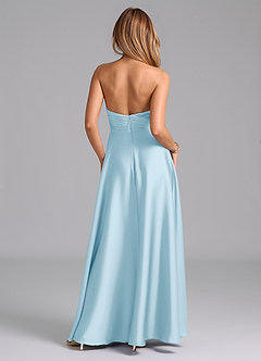 Azazie Tessie Bridesmaid Dresses Sky Blue A-Line Pleated Stretch Satin Dress image2