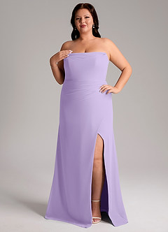 Azazie Leonis Bridesmaid Dresses Lilac Sheath Strapless Chiffon Convertible Dress image12