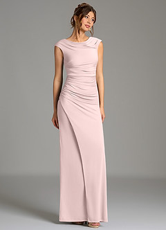 Azazie Chantal Bridesmaid Dresses Blushing Pink Mermaid Pleated Premium Stretch Jersey Dress image3