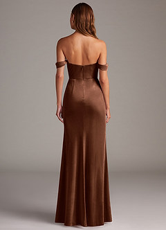 Azazie Saige Bridesmaid Dresses Umber Sheath Off the Shoulder Velvet Convertible Dress image5