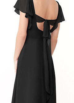 Azazie Syenna Bridesmaid Dresses Black A-Line Ruched Chiffon Dress image3