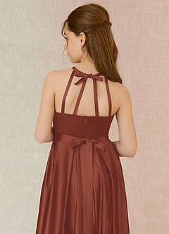 Azazie Arianthe Junior Auburn A-Line with Pockets Stretch Satin Dress image7