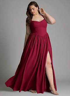 Azazie Francis Bridesmaid Dresses Burgundy A-Line Corset Chiffon Dress image11