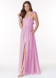 Azazie Metz Final Sale Candy Pink A-Line Sweetheart Ruched Chiffon Dress image4