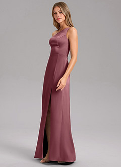 Azazie Phaedra Brautjungfernkleider A-Linie One-Shoulder Stretch-Satin Kleid Wüstenrose image4