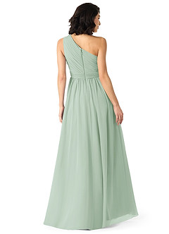 Azazie Mathilda At-home Try On Dresses Agave A-Line One Shoulder Chiffon Dress image2