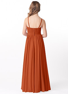 Azazie Astrid Junior Burnt Orange A-Line Floral Chiffon Dress image2