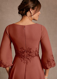 Azazie Yorba vestidos de madre de la novia Vestido de Castaño de Gasa de Corte en A con Encaje image6