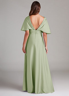 Azazie Pamela Robes de demoiselle d'honneur Robe Trapèze en Satin extensible Plissée Vert Sauge image2