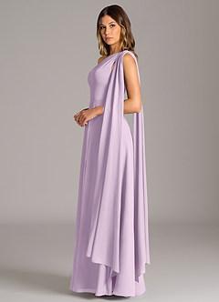 Azazie Tella Bridesmaid Dresses Frosted Lilac A-Line One Shoulder Chiffon Dress image5
