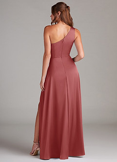 Azazie Brooke Bridesmaid Dresses Antique Rose A-Line One Shoulder Stretch Satin Dress image8