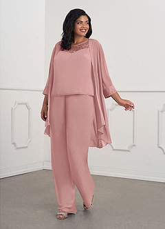 Azazie Maura Mother of the Bride Dresses Dusty Rose Jumpsuit/Pantsuit Sequins Chiffon Dress image7
