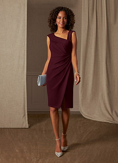 Azazie Cecily vestidos de madre de la novia Vestido de Cabernet de Crepé elástico de Recto image1