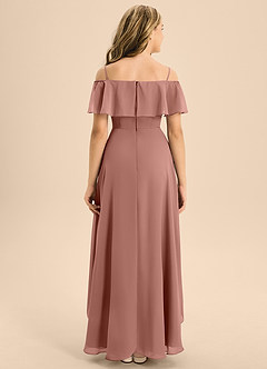 Azazie Maggie Junior Cedar Rose A-Line Off the Shoulder Chiffon Dress image2