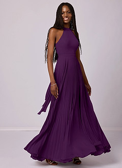 Barbie ♥ Azazie Bridesmaid Dresses Grape A-Line Pleated Chiffon Dress image5