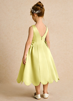 Azazie Macaroon Flower Girl Dresses Lemon Sorbet Ball-Gown Bow Matte Satin Dress image3
