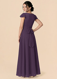 Azazie Payton Plum A-Line Bow Chiffon Dress image2