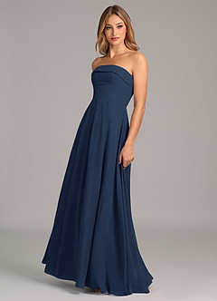 Azazie Lucienne Bridesmaid Dresses Dark Navy A-Line Strapless Chiffon Convertible Dress image4
