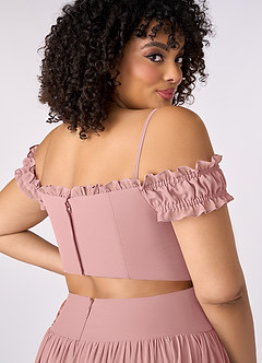 Barbie ♥ Azazie Bridesmaid Dresses Dusty Rose A-Line Off the Shoulder Chiffon Convertible Dress image13