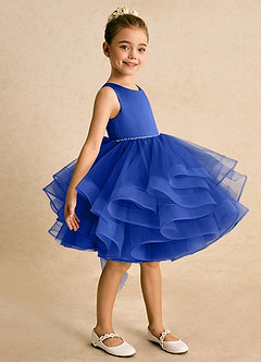 Azazie Tinie Blumenmädchenkleider Ballkleid Schleifen Tüll Kleid Königsblau image4