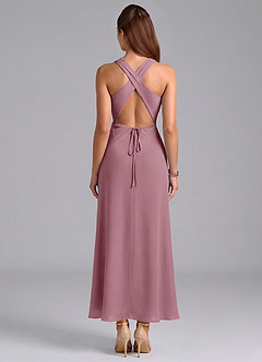 Azazie Evadne Bridesmaid Dresses Vintage Mauve Sheath Pleated Chiffon Dress image6