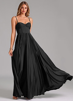 Azazie Tyla Bridesmaid Dresses Black A-Line Sweetheart Neckline Stretch Satin Dress image5