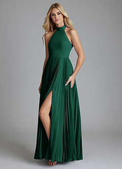 Azazie Keita Final Sale Emerald A-Line Pleated Chiffon Dress image1