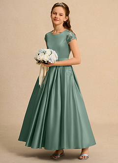 Azazie Bunny Junior Formal vestidos de niña de las flores Vestido de Eucalipto de Encaje de Princesa image6