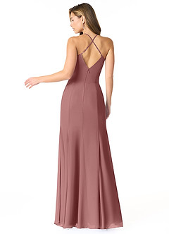 Azazie Carolina Robes de demoiselle d'honneur Robe Sirène en Mousseline de soie Rayé Rose Du Désert image2