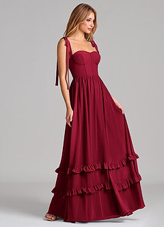 Azazie Anastacia Bridesmaid Dresses Burgundy A-Line Sweetheart Neckline Chiffon Dress image3