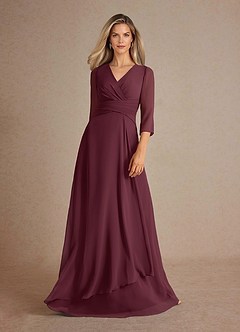 Azazie Mayfield Mother of the Bride Dresses Cabernet A-Line Pleated Chiffon Dress image5