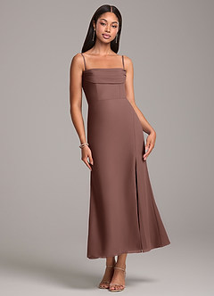 Azazie Saige Bridesmaid Dresses Espresso Sheath Off the Shoulder Chiffon Convertible Dress image7