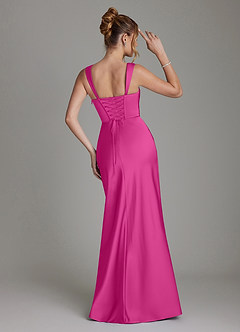 Azazie Agustina Bridesmaid Dresses Fuchsia Mermaid Corset Stretch Satin Dress image2
