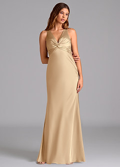 Azazie Hati Brudtärnklänningar Klä av Sjöjungfru i Stretch Satin Champagne image3