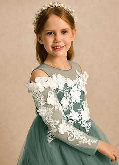 Azazie Lilah Flower Girl Klänningar Klänning A-linje i Tyll Spets image6