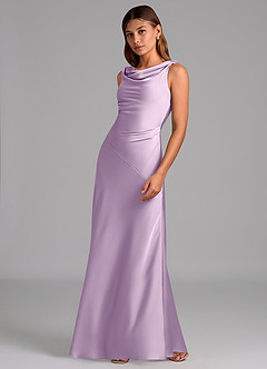 Azazie Nerine Brautjungfernkleider A-Linie Plissee Stretch-Satin Kleid Frostiges Flieder image4