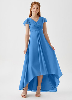 Azazie Breanne Junior Blue Jay A-Line Chiffon Dress image1