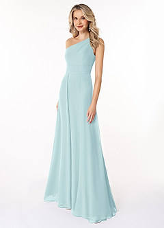 Azazie Dallas Bridesmaid Dresses Sea Glass A-Line One Shoulder Chiffon Dress image1