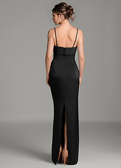 Azazie Phoenyx Bridesmaid Dresses Black Sheath Strapless Stretch Satin Dress image2