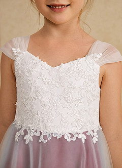 Azazie Momo Flower Girl Dresses Ivory Pomegranate A-Line Lace Dress image6
