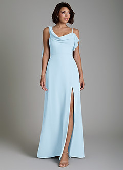 Azazie Jayden Bridesmaid Dresses Sky Blue A-Line Side Slit Chiffon Dress image1