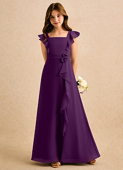 Azazie Soso Girls Formal Robe Demoiselle D'honneur Fillette Robe Trapèze en Mousseline de soie Plissée Grain De Raisin image5
